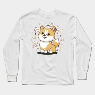 Sakura Shiba Inu Long Sleeve T-Shirt